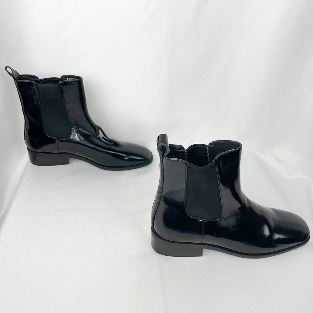 Jeffrey Campbell Emrys Black Patent Leather Square Toe Chelsea Boots Sz7 NWOB - Picture 12 of 16